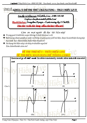 Đề thi thử THPT Quốc gia môn Toán - Đề số 1 (Có đáp án)